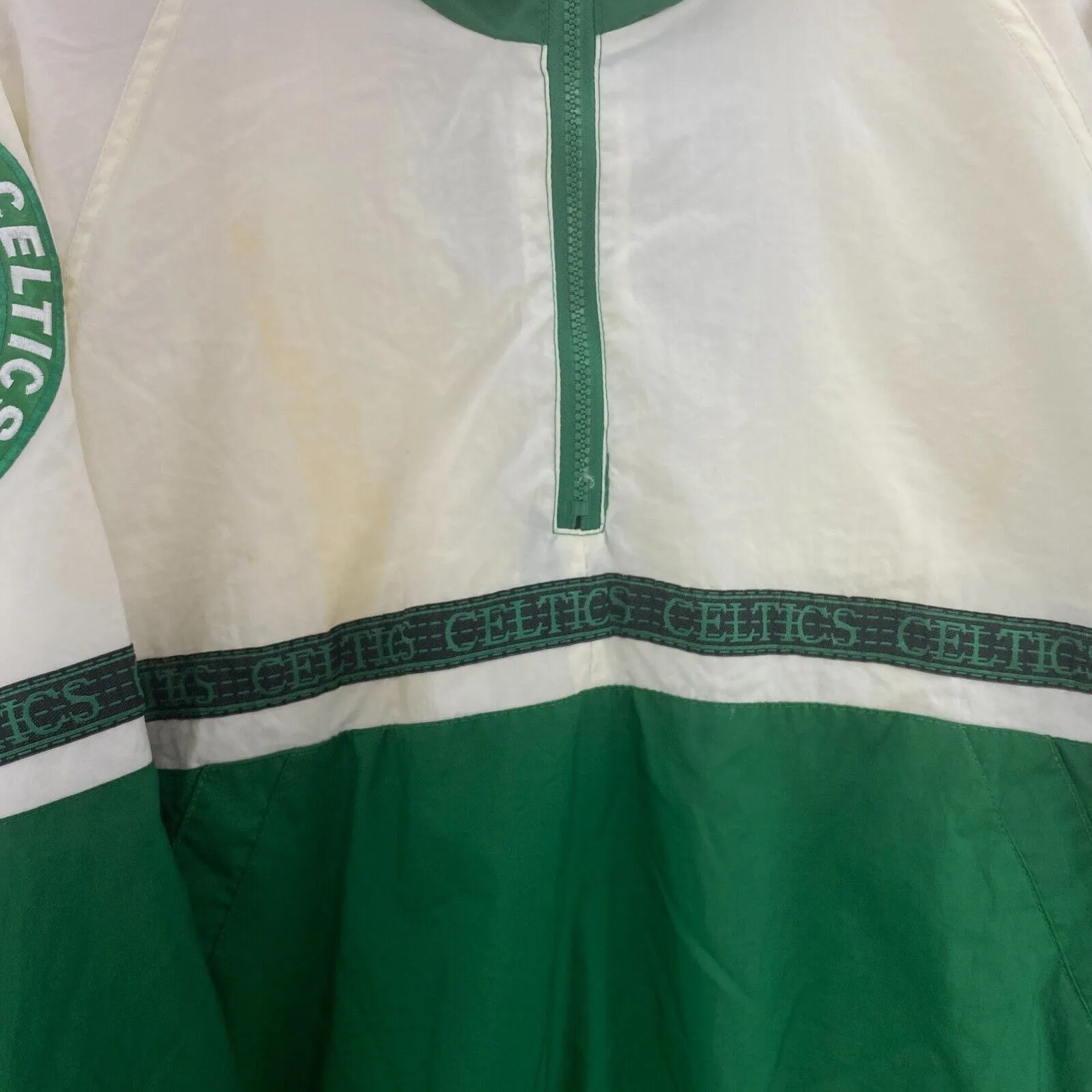 Boston Celtics Embroidered Patch Green Jacket Pullover 1/4 Zip Jacket Size M